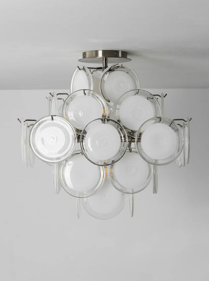 Transparent White Glass Disc Ceiling Light