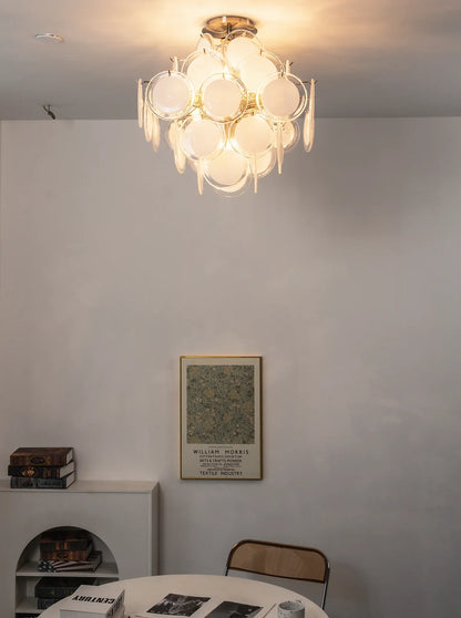Transparent White Glass Disc Ceiling Light