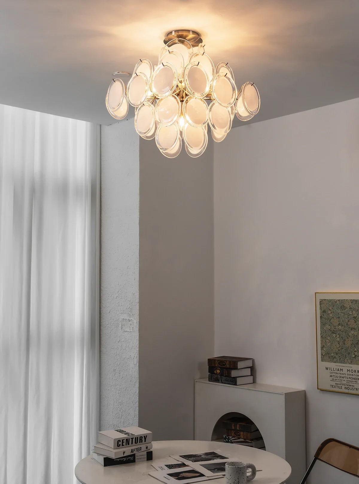 Transparent White Glass Disc Ceiling Light