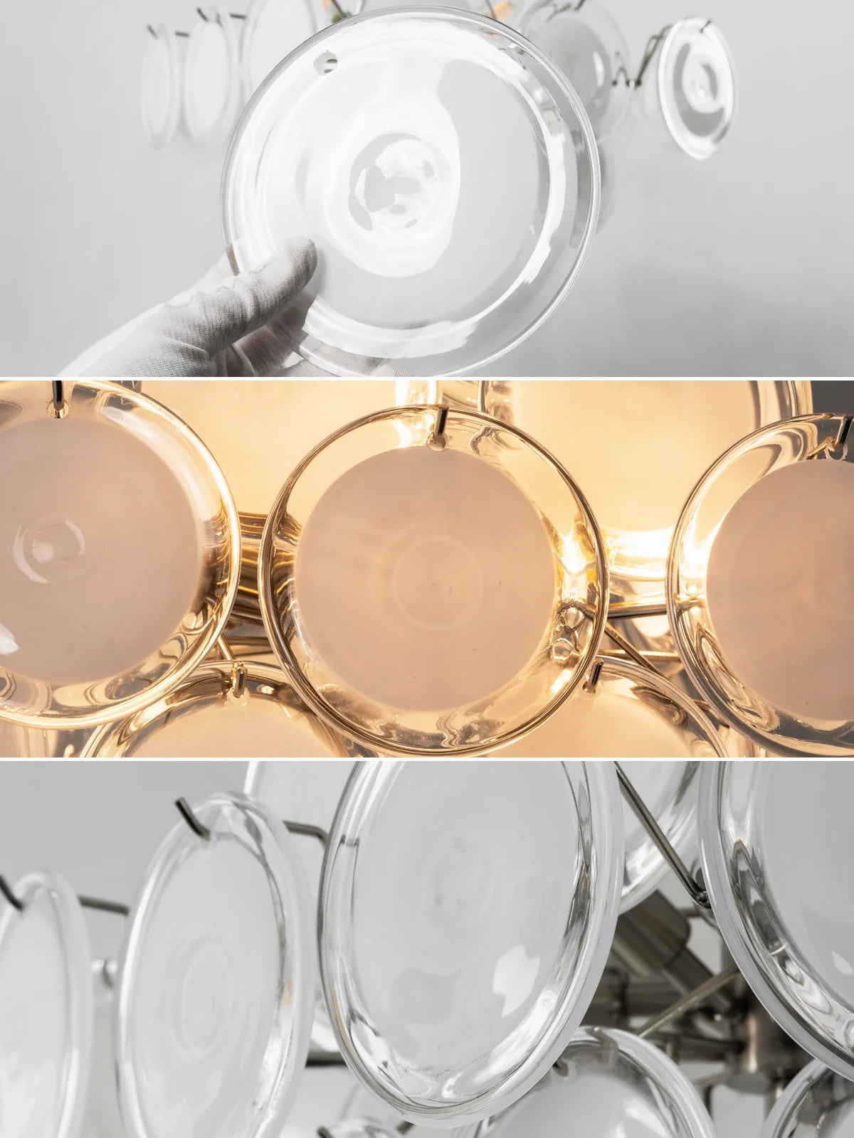 Transparent White Glass Disc Ceiling Light