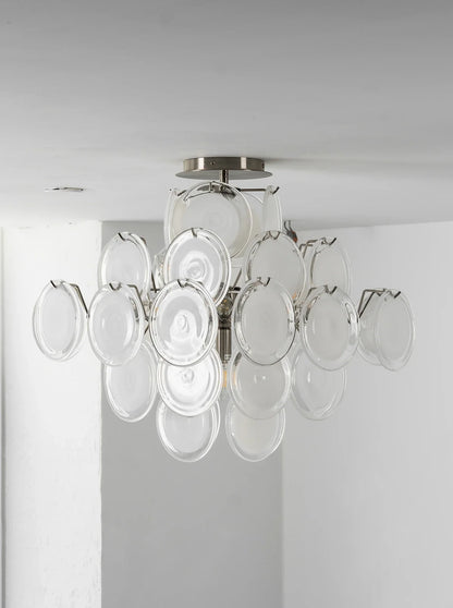Transparent White Glass Disc Ceiling Light
