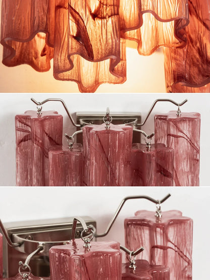 Tronchi Textured Glass Tube Red Wall Sconce