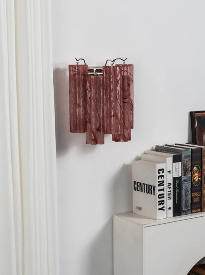 Tronchi Textured Glass Tube Red Wall Sconce