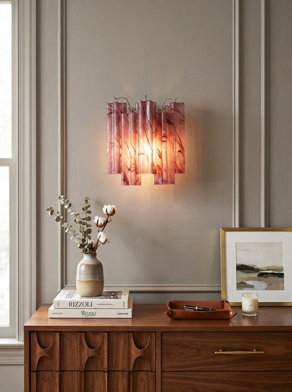 Tronchi Textured Glass Tube Red Wall Sconce