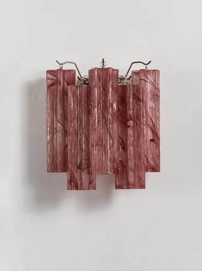 Tronchi Textured Glass Tube Red Wall Sconce