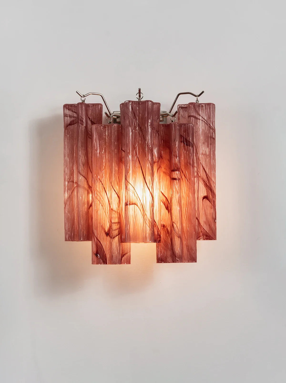 Tronchi Textured Glass Tube Red Wall Sconce