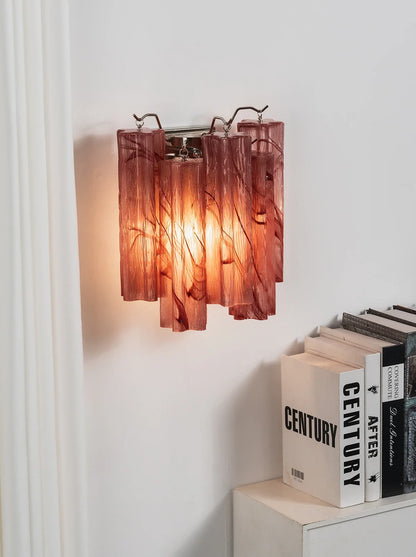 Tronchi Textured Glass Tube Red Wall Sconce