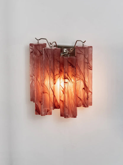 Tronchi Textured Glass Tube Red Wall Sconce