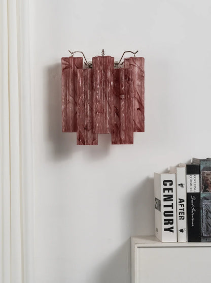 Tronchi Textured Glass Tube Red Wall Sconce