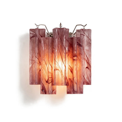 Tronchi Textured Glass Tube Red Wall Sconce