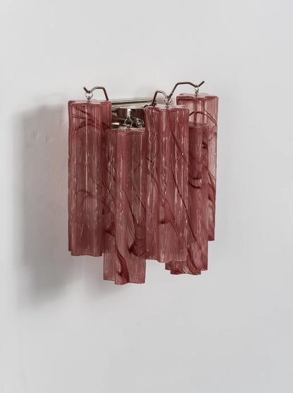 Tronchi Textured Glass Tube Red Wall Sconce