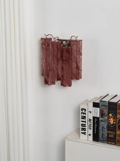 Tronchi Textured Glass Tube Red Wall Sconce