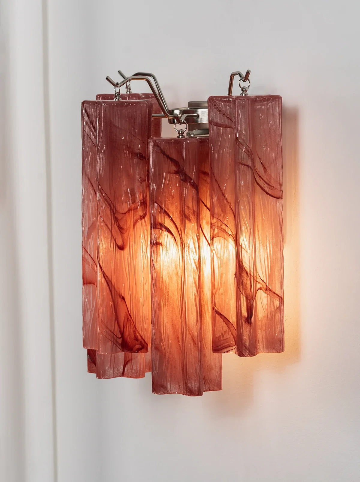 Tronchi Textured Glass Tube Red Wall Sconce