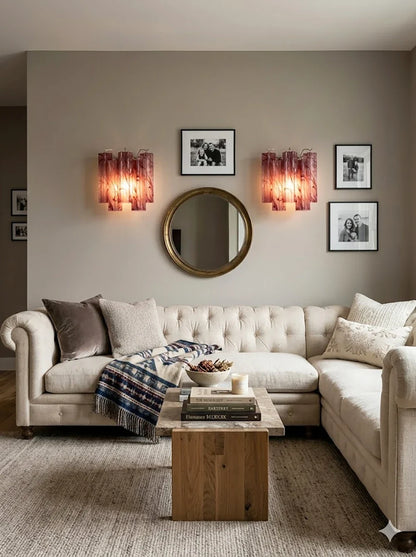 Tronchi Textured Glass Tube Red Wall Sconce
