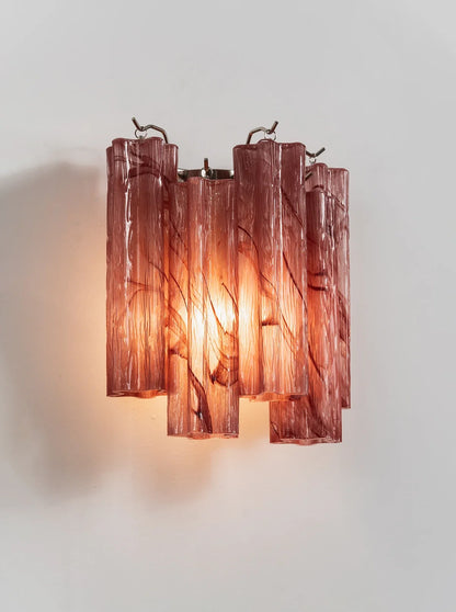 Tronchi Textured Glass Tube Red Wall Sconce