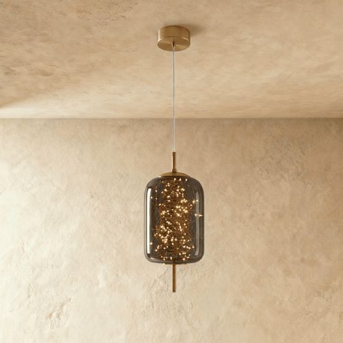 Residence Supply Twirl Pendant Light with swirling metal design hanging from ceiling fixture.