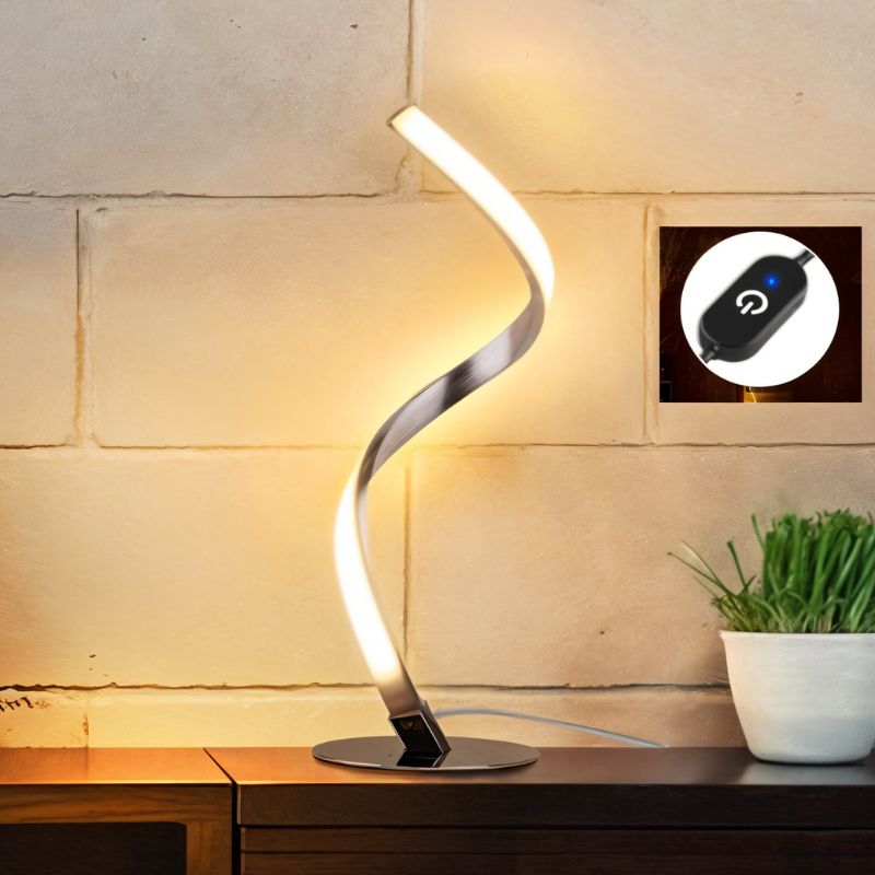 Residence Supply Twist Table Lamp with curved metal base and fabric shade, perfect for modern desk or bedside lighting.