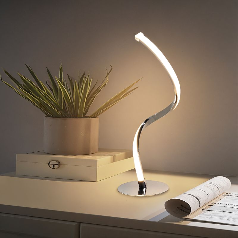 Residence Supply Twist Table Lamp with a modern design featuring a twisting metal base and a neutral fabric shade.