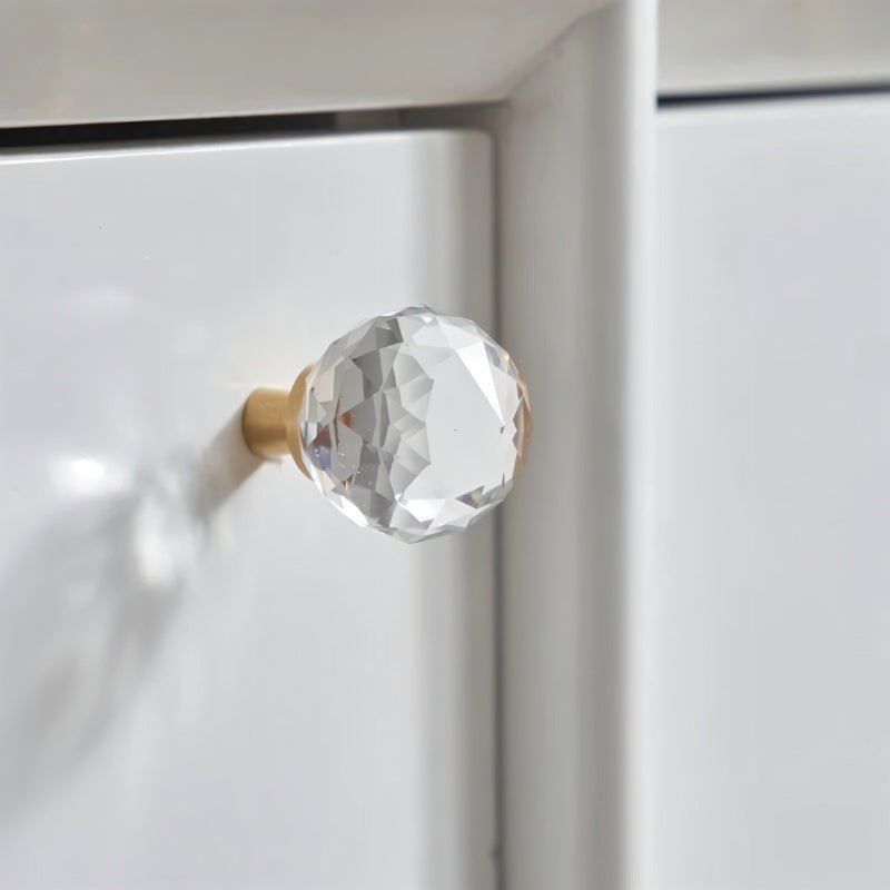 Vara Crystal Knob by Residence Supply, clear glass cabinet knob with faceted design for home and garden cabinetry.