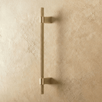 Varai knob and pull bar from Residence Supply, cabinet hardware with sleek metal finish for kitchen or furniture drawers.
