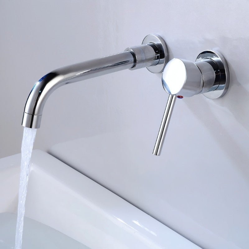 Vartay bathroom faucet by Residence Supply, sleek chrome finish with a modern single-handle design, installed on a bathroom sink.