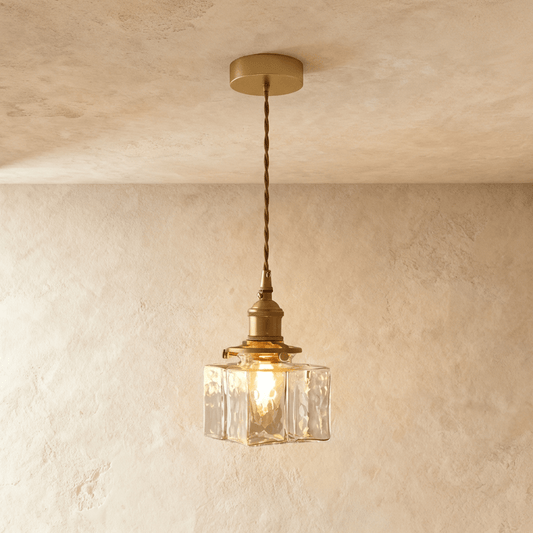 Modern Verglas Pendant Light by Residence Supply featuring clear glass shade and sleek metal fixture, ideal for contemporary interiors.