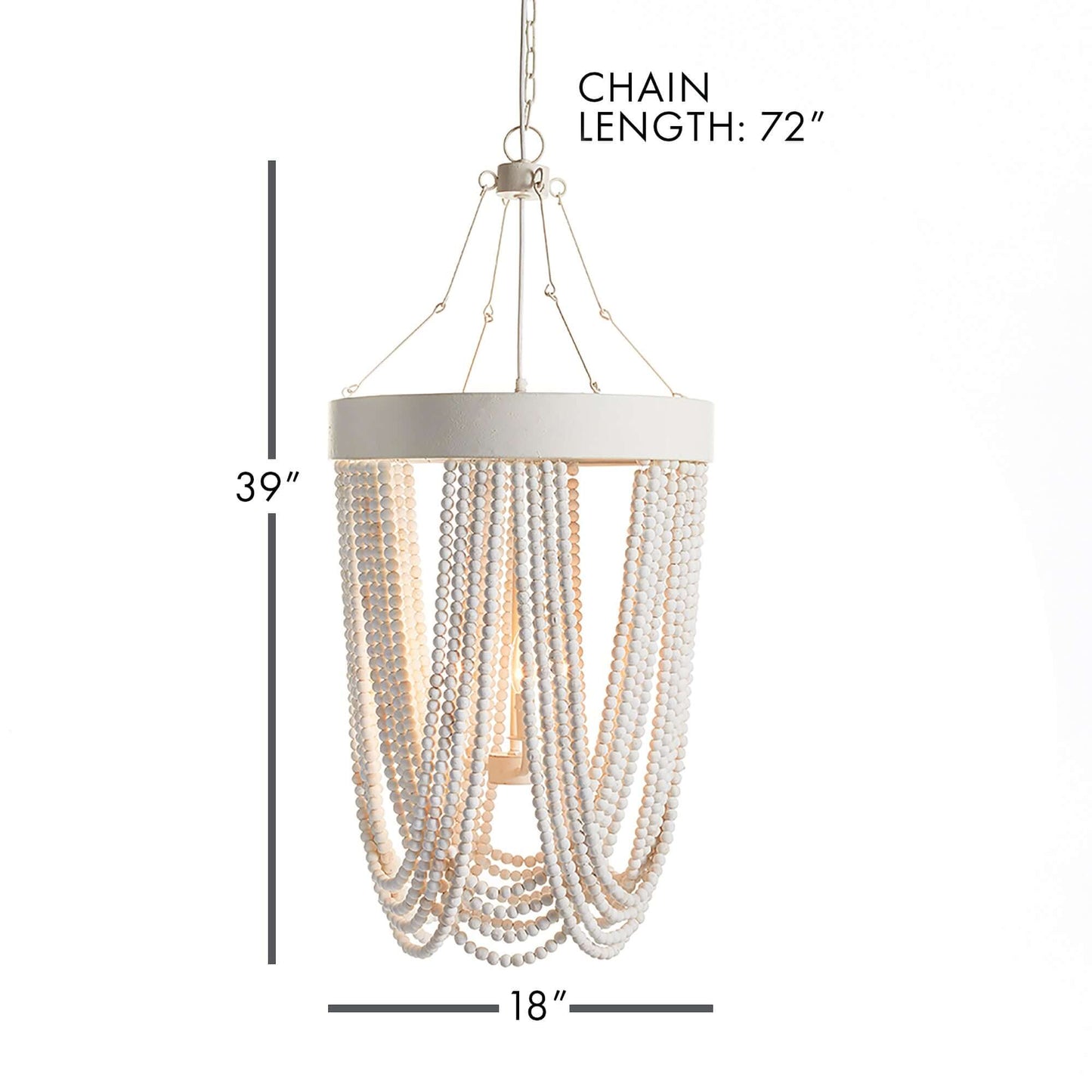 Vintage Beaded Chandelier with Whitewashed Wood Beads - Nuvé
