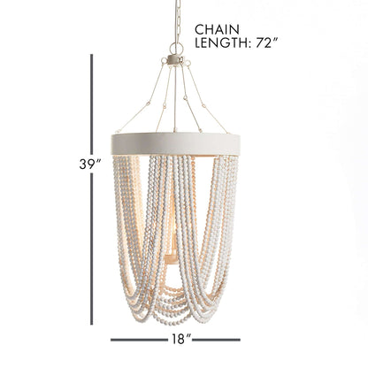 Vintage Beaded Chandelier with Whitewashed Wood Beads - Nuvé
