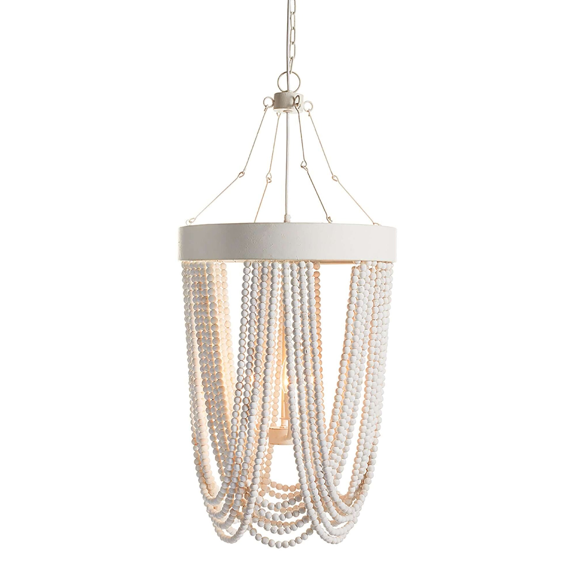 Vintage Beaded Chandelier with Whitewashed Wood Beads - Nuvé