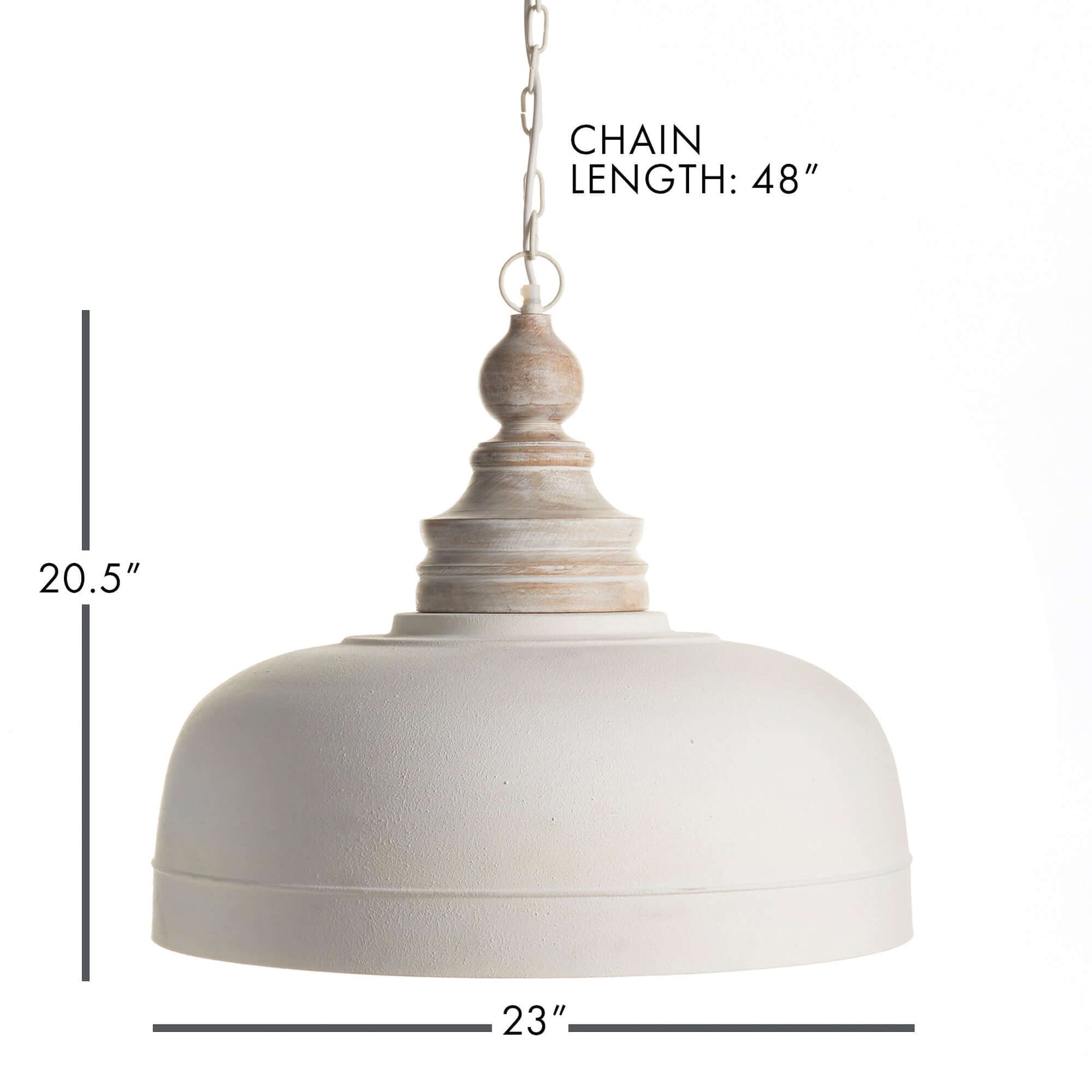 Vintage Farmhouse White Dome Pendant Light with Wood Finial - Nuvé