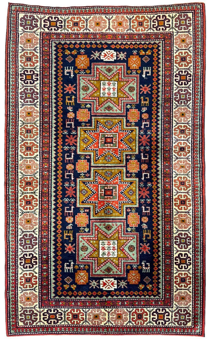 Vintage Armenian Karabakh/Artsakh Wool Rug | 1960s Hand-Knotted 4x7 - Nuvé