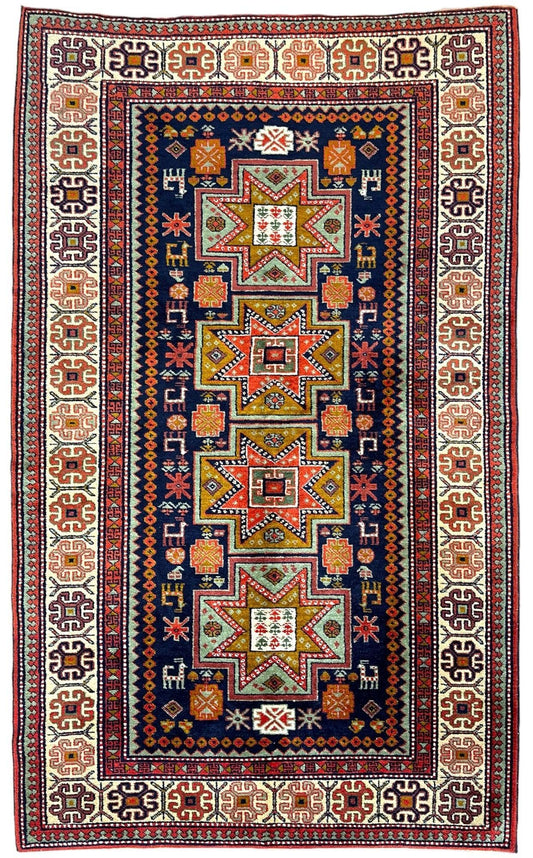 Vintage Armenian Karabakh/Artsakh Wool Rug | 1960s Hand-Knotted 4x7 - Nuvé