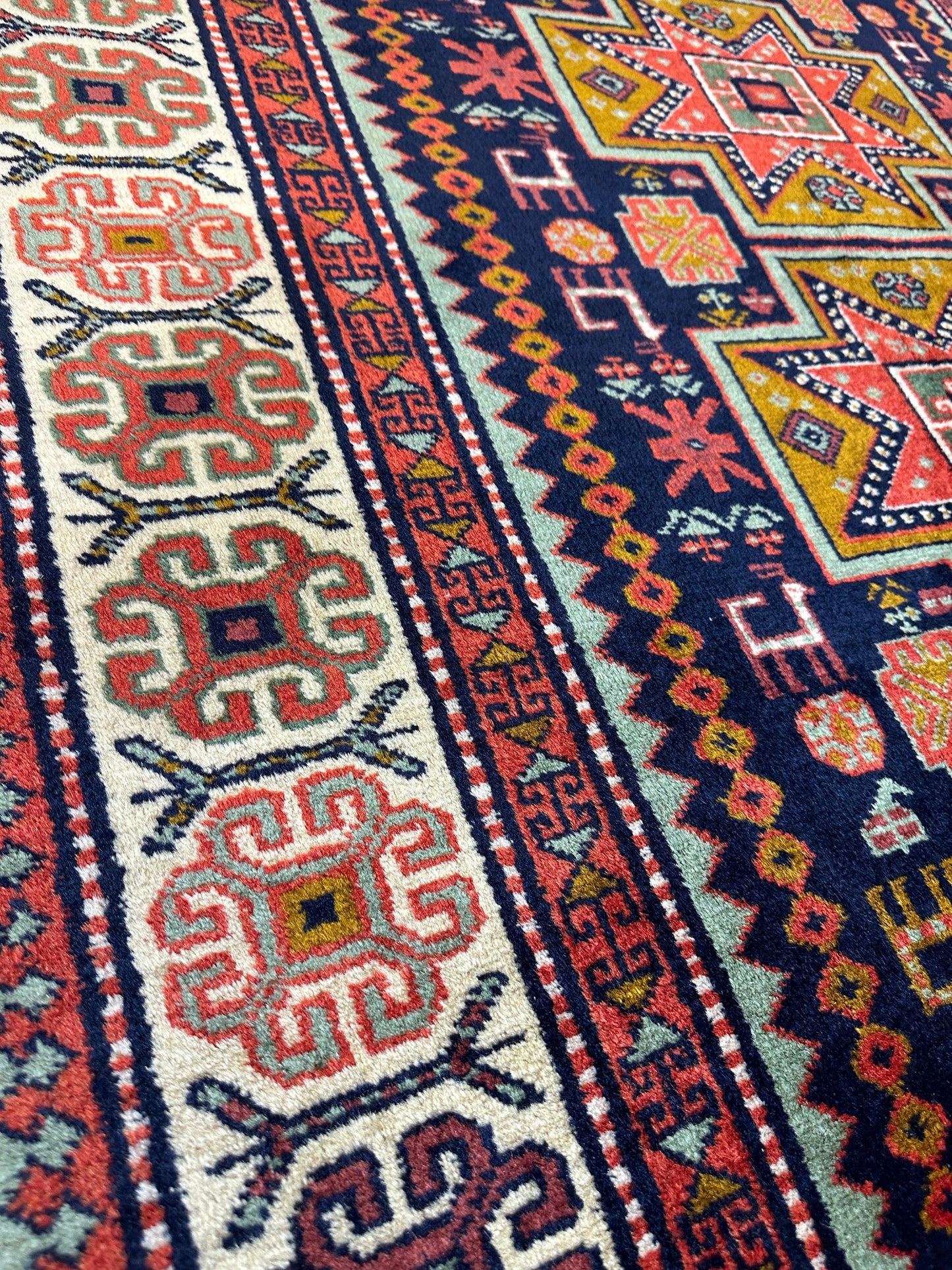 Vintage Armenian Karabakh/Artsakh Wool Rug | 1960s Hand-Knotted 4x7 - Nuvé