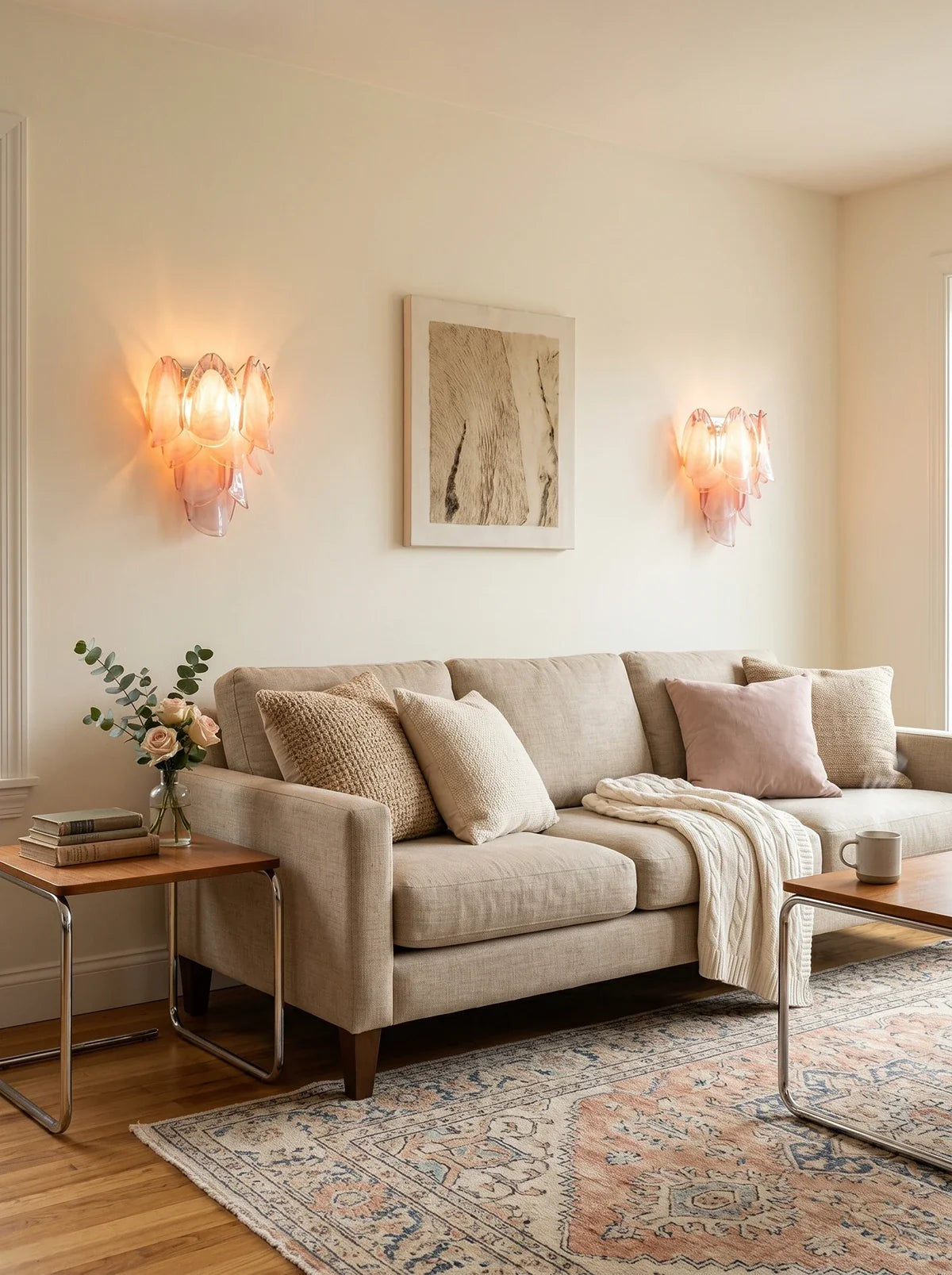 Pink Lotus Textured Glass Wall Sconce