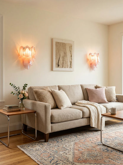 Pink Lotus Textured Glass Wall Sconce
