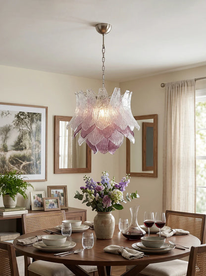 Vintage Murano Transparent Amethyst Glass Chandelier
