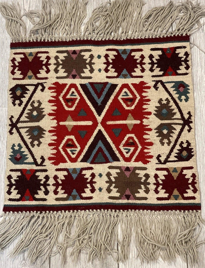 Vintage Navajo Like Bulgarian Wool Kilim Display Rug 1'8''x1'7'' - Nuvé