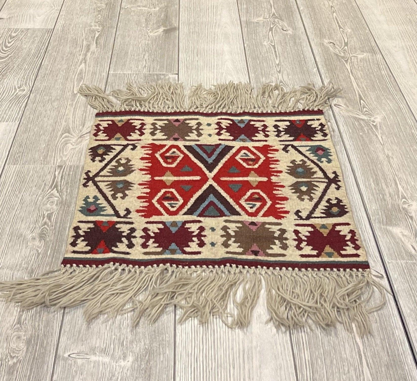 Vintage Navajo Like Bulgarian Wool Kilim Display Rug 1'8''x1'7'' - Nuvé