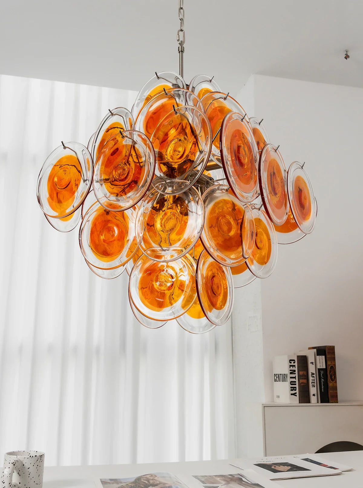 Vintage Orange Transparent Disc Chandelier
