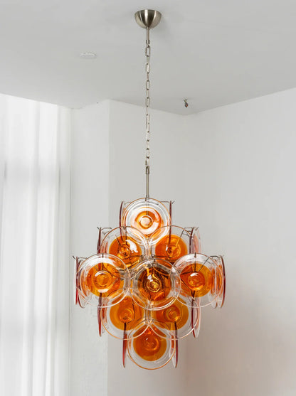 Vintage Orange Transparent Disc Chandelier