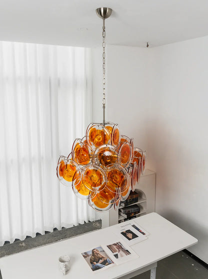 Vintage Orange Transparent Disc Chandelier