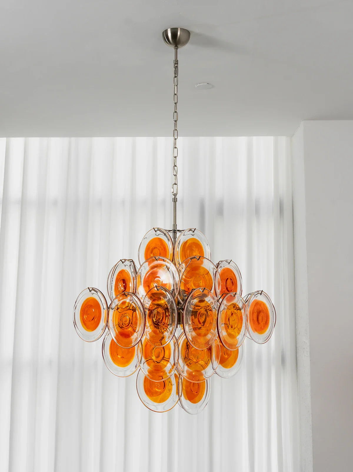 Vintage Orange Transparent Disc Chandelier