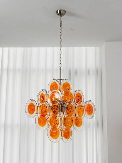 Vintage Orange Transparent Disc Chandelier