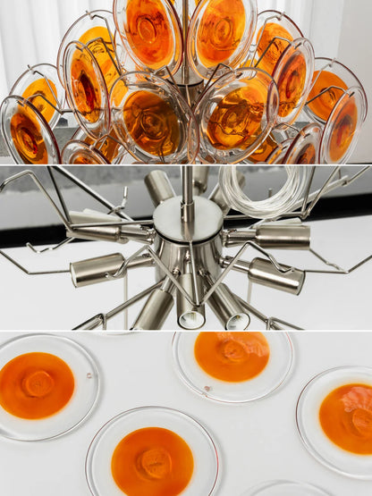 Vintage Orange Transparent Disc Chandelier