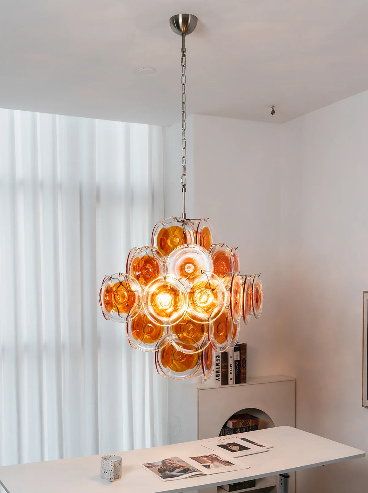 Vintage Orange Transparent Disc Chandelier