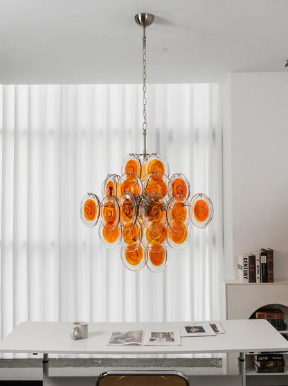 Vintage Orange Transparent Disc Chandelier