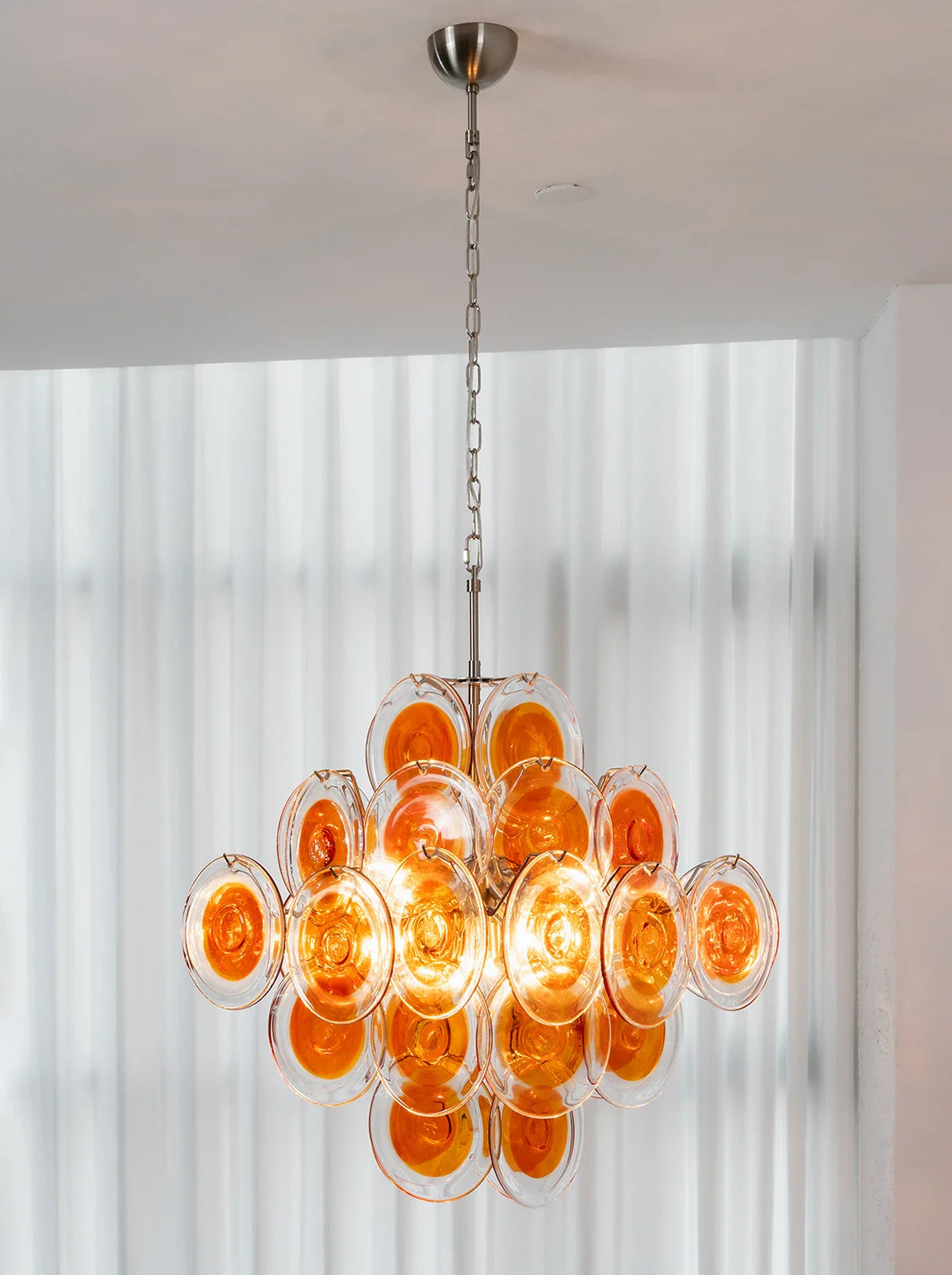 Vintage Orange Transparent Disc Chandelier