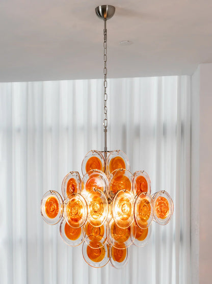 Vintage Orange Transparent Disc Chandelier