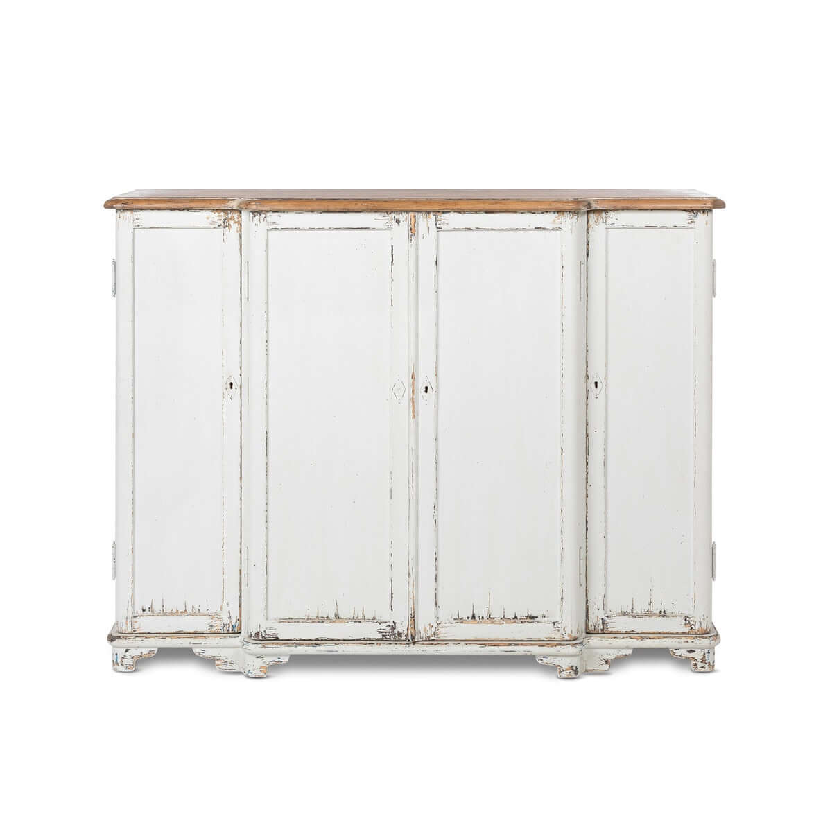 Vintage White Painted Entryway Cabinet with Distressed Wood Top - Nuvé
