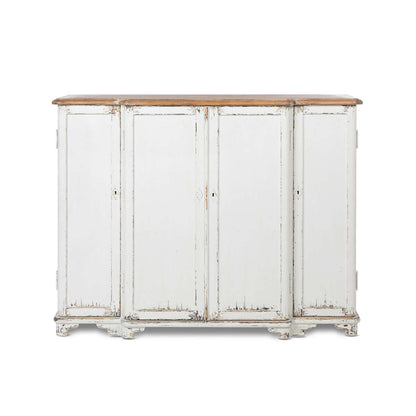 Vintage White Painted Entryway Cabinet with Distressed Wood Top - Nuvé